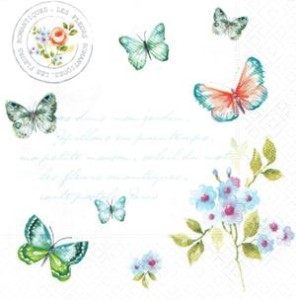 Serwetka decoupage 33x33 cm - motyle, napisy