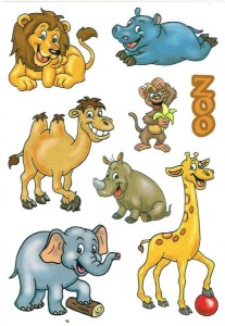 Naklejki, stickersy 3 arkusze - zwierzęta w Zoo