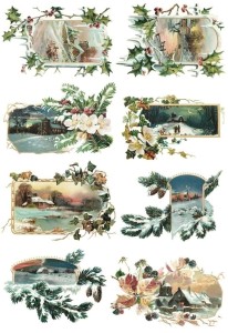 Papier klasyczny A4 do decoupage - widok, pejzaż, zima