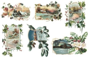 Papier klasyczny A4 do decoupage - widok, pejzaż, zima