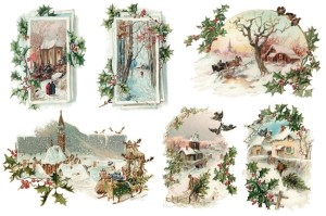 Papier klasyczny A4 do decoupage - widok, pejzaż, zima