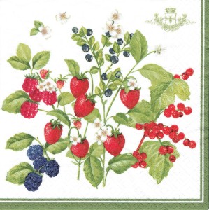 Serwetka decoupage 33x33 cm - owoce, poziomki