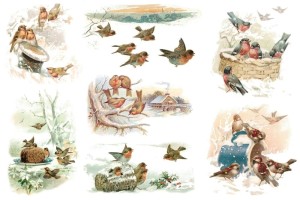 Papier ryżowy A4 do decoupage A - ptaki, ptaszki, zima