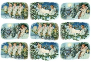 Papier klasyczny A4 do decoupage - anioły, aniołki, zima