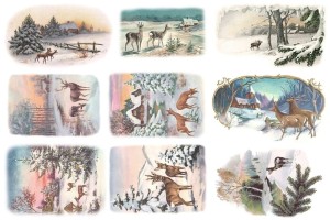 Papier ryżowy A4 do decoupage A - sarenki, widok, zima