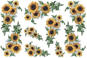 Papier ryżowy A4 do decoupage - kwiaty, słoneczniki