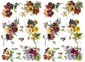 Papier klasyczny A4 do decoupage - kwiaty, bratki