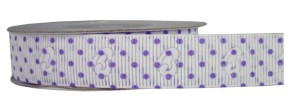 Tasiemka w kropki i wytłaczane serca 9m - fioletowa