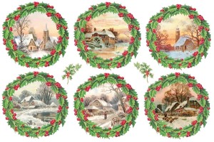 Papier klasyczny A4 do decoupage - widok, pejzaż, zima