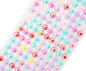 Perełki samoprzylepne, dżety 8mm - mix kolorów, opalizujące