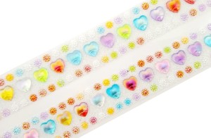 Kryształki serca i kwiatki samoprzylepne, dżety - mix kolorów