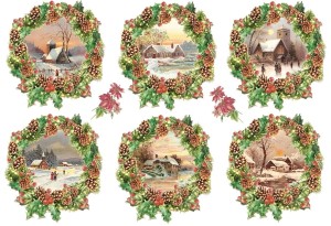 Papier ryżowy A4 do decoupage A - widok, pejzaż, zima, ramka