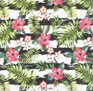 Serwetka decoupage 33x33 cm - kwiaty, liście