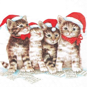 Serwetka decoupage 33x33 cm - koty, kotki, zima
