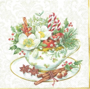 Serwetka decoupage 33x33 cm - filiżanka, stroik
