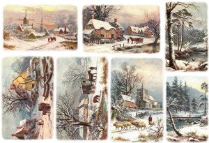 Papier ryżowy A4 do decoupage A - widok, pejzaż, zima