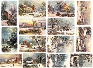 Papier ryżowy A4 do decoupage A - widok, pejzaż, zima