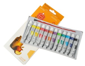 Zestaw: farby olejne 12x12ml  + pędzelek