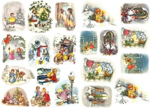 Papier klasyczny A4 do decoupage - dzieci, zima