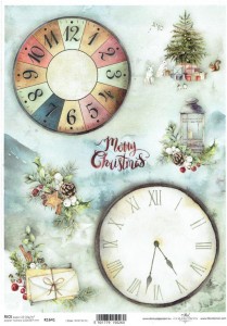 Papier ryżowy A4 ITD do decoupage - zegary, stroiki