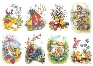 Papier klasyczny A4 do decoupage - Wielkanoc, kurczaki, kaczki, zające, kwiaty