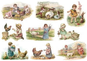 Papier ryżowy A4 Artando do decoupage - Wielkanoc, dzieci, kury, owieczki