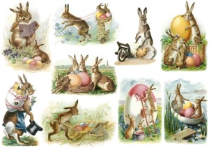 Papier klasyczny A4 do decoupage - Wielkanoc, zające, zajączki