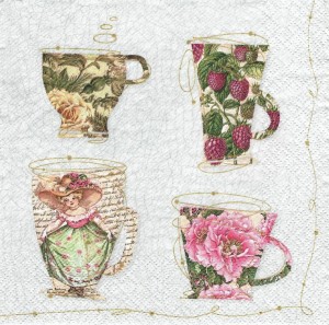 Serwetka decoupage 33x33 cm - filiżanki, dzbanki, imbryk
