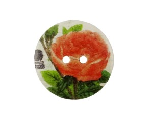 Guzik ozdobny 25mm - kwiaty, vintage  