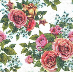 Serwetka decoupage mała 25x25cm - kwiaty, róże