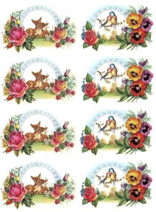 Papier ryżowy A4 do decoupage A - sarenki, ptaszki, kwiaty