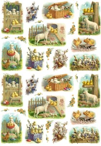 Papier klasyczny A4 do decoupage - Wielkanoc, baranki, owieczki