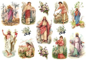 Papier klasyczny A4 do decoupage - Wielkanoc, Jezus, anioły