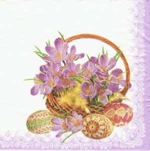 Serwetka decoupage 33x33 cm - krokusy, koszyk