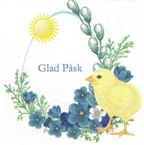 Serwetka decoupage 33x33 cm - kurczak, kwiaty