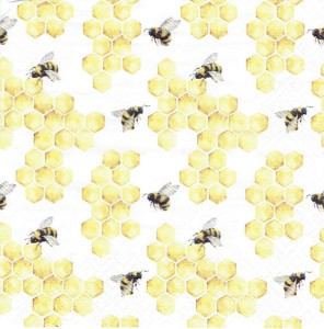 Serwetka decoupage 33x33 cm - pszczoły, plastry, miód