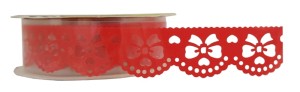 Koronka samoprzylepna kokardki 1m  - czerwona