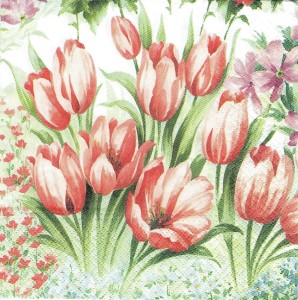 Serwetka decoupage 33x33 cm - kwiaty, tulipany