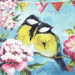 Serwetka decoupage 33x33 cm - ptaki, sikorki