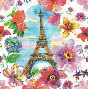 Serwetka decoupage 33x33 cm - wieża, kwiaty
