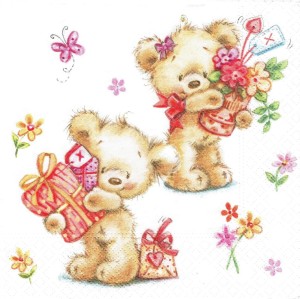 Serwetka decoupage 33x33 cm - misie, niedźwiadki