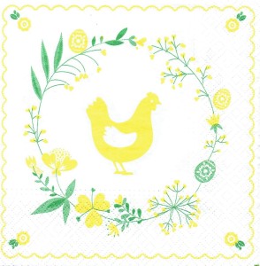 Serwetka decoupage 33x33 cm - kura, wianek