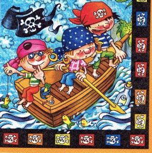 Serwetka decoupage 33x33 cm - piraci, morze