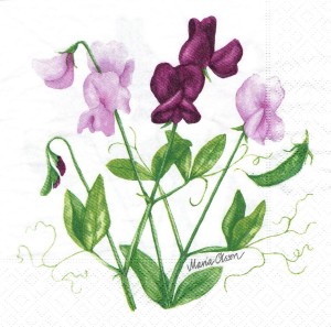 Serwetka decoupage 33x33 cm - kwiaty, groszek