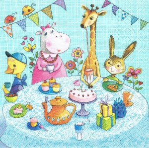 Serwetka decoupage 33x33 cm - zwierzęta, przyjęcie