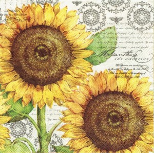 Serwetka decoupage 33x33 cm - kwiaty, słoneczniki