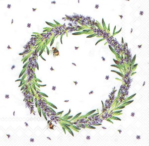 Serwetka decoupage mała 25x25cm - lawenda, wianek
