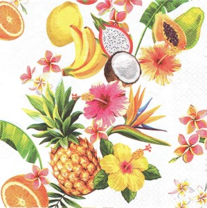 Serwetka decoupage 33x33 cm - owoce i kwiaty