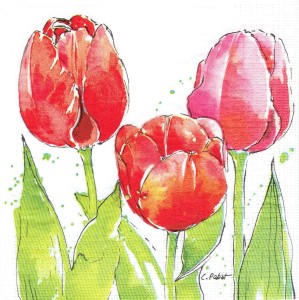 Serwetka decoupage 33x33 cm - kwiaty, tulipany