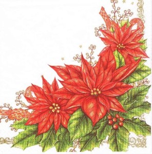 Serwetka decoupage 33x33 cm - gwiazda betlejemska